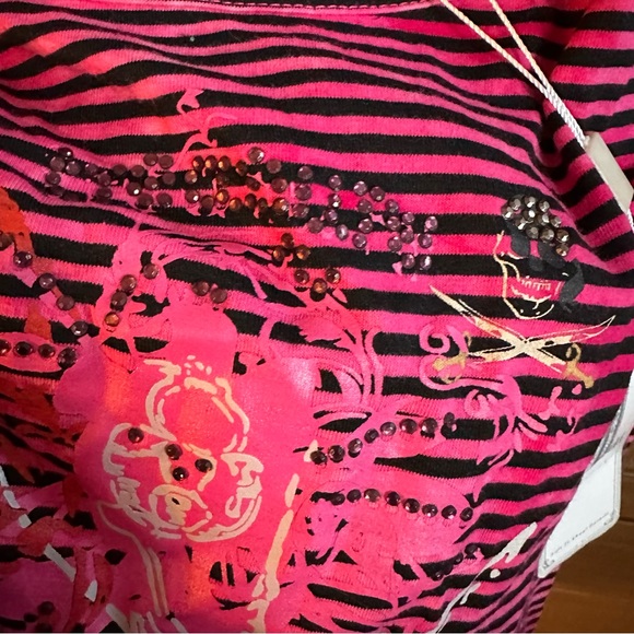 Brand New With Tags Israeli Brand Cassadi Pink Striped T-Shirt - Picture 13 of 16